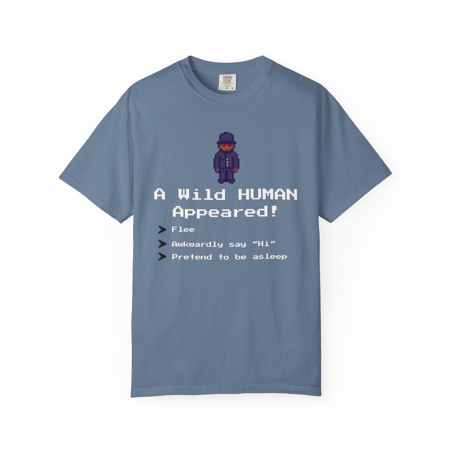 "A Wild Human Appeared!" Retro Social Anxiety Battle Screen Shirt