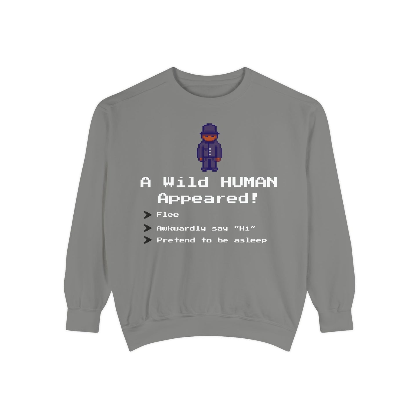"A Wild Human Appeared!" Retro Social Anxiety Battle Screen Sweatshirt