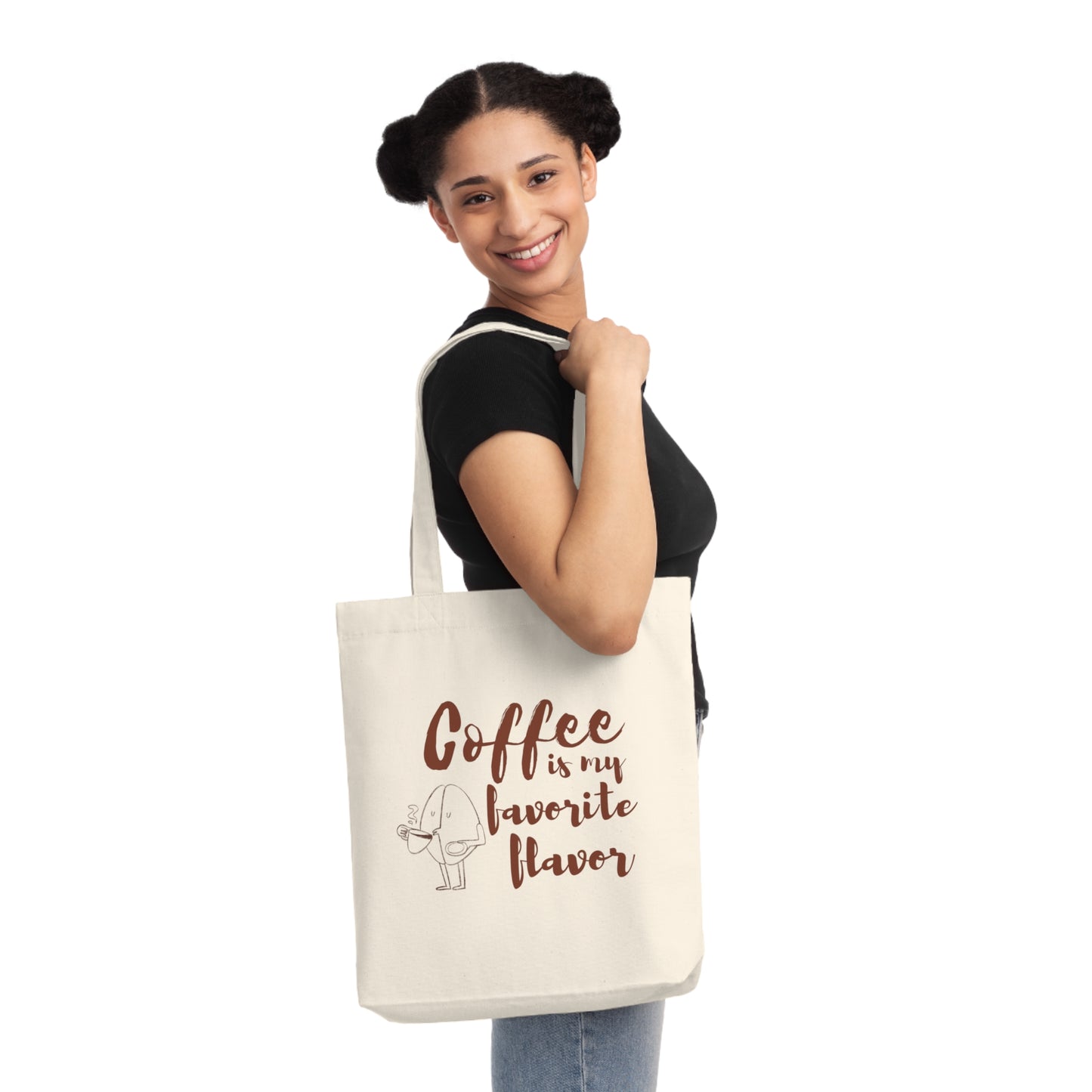 Coffee Lover's Woven Tote Bag, Eco-Friendly Shopping Bag