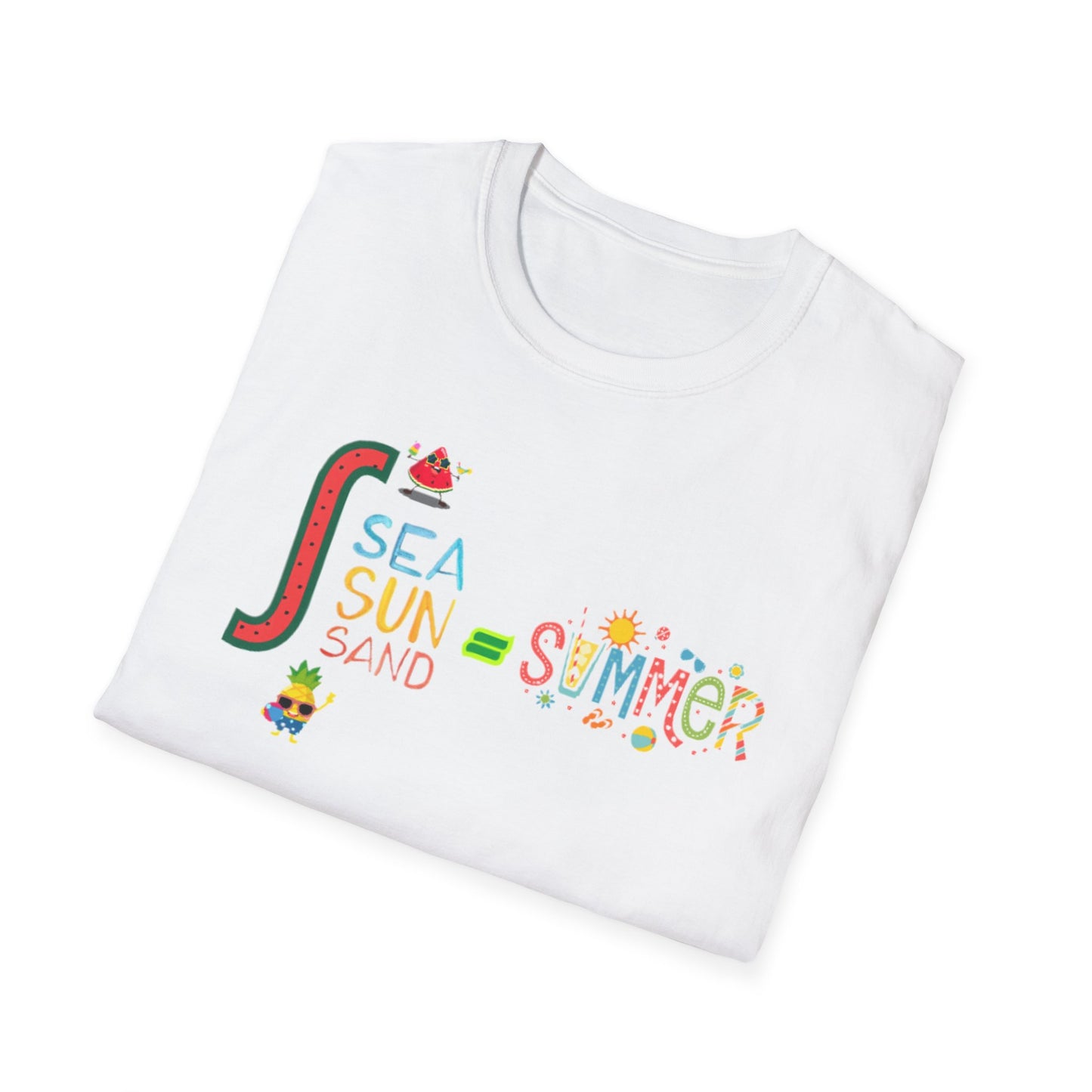 Sea Sun Sand = Summer Unisex Softstyle T-Shirt