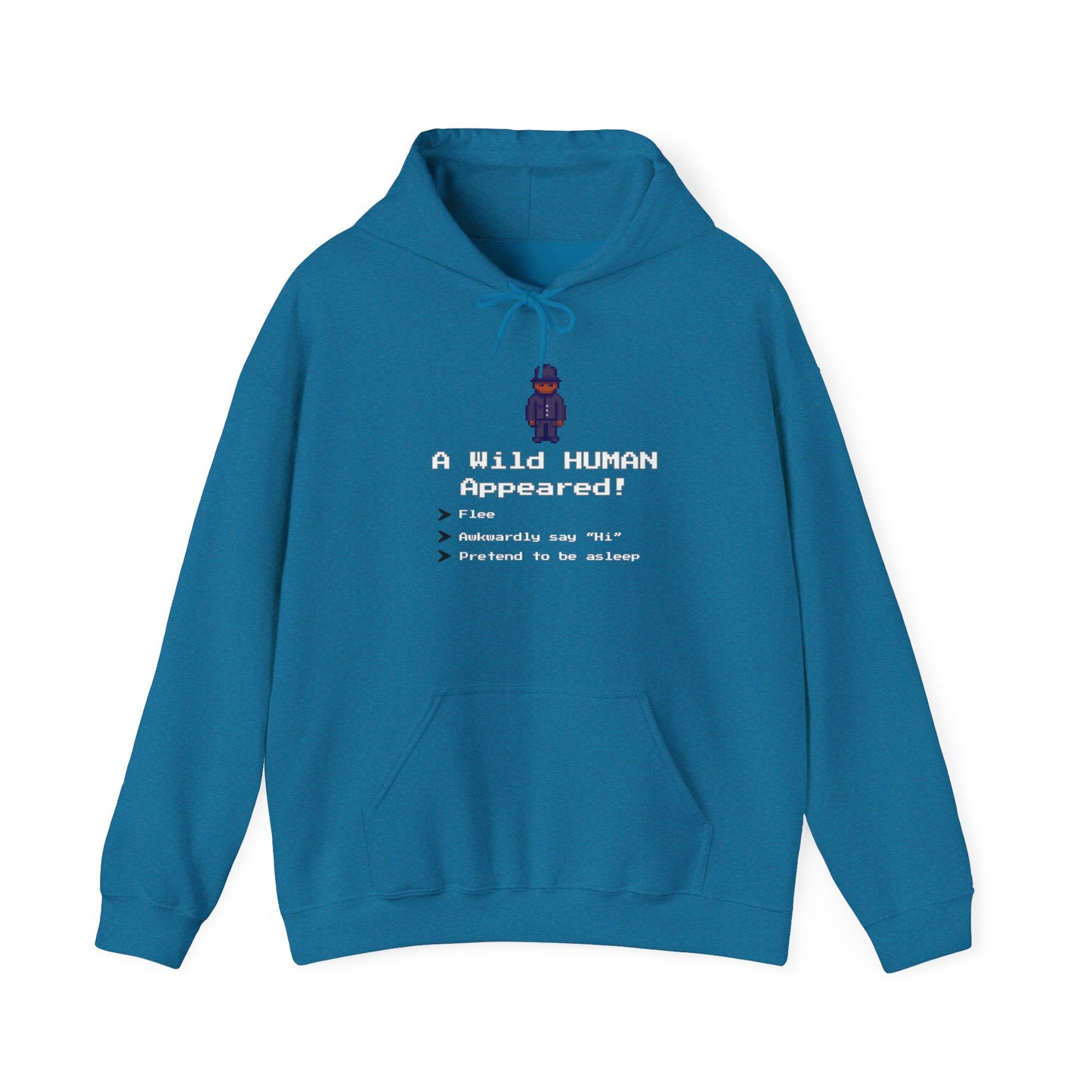"A Wild Human Appeared!" Retro Social Anxiety Battle Screen Hoodie