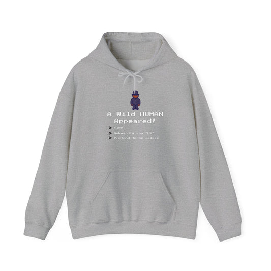 "A Wild Human Appeared!" Retro Social Anxiety Battle Screen Hoodie