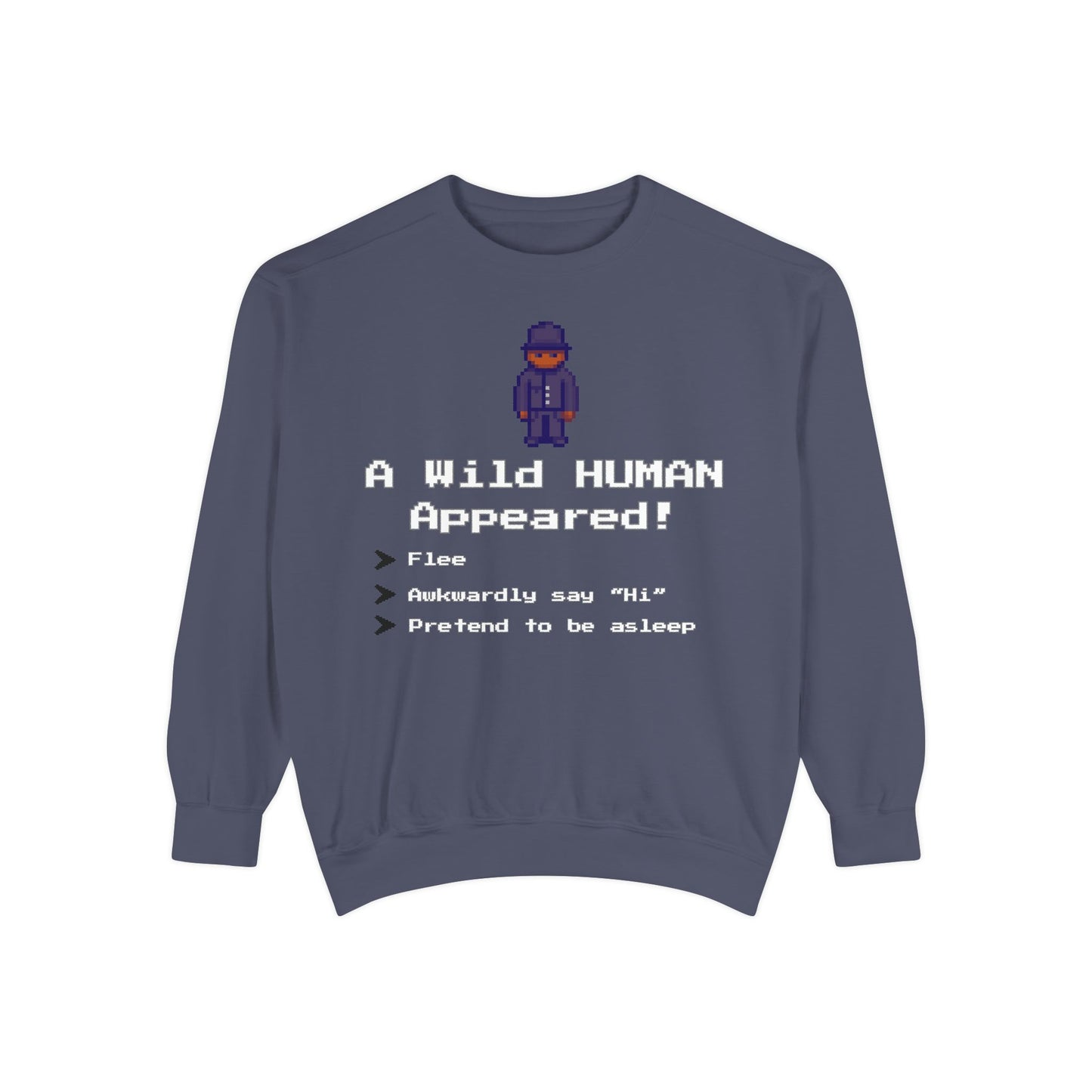 "A Wild Human Appeared!" Retro Social Anxiety Battle Screen Sweatshirt