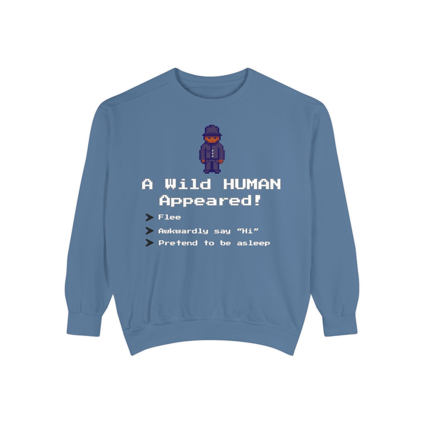 "A Wild Human Appeared!" Retro Social Anxiety Battle Screen Sweatshirt