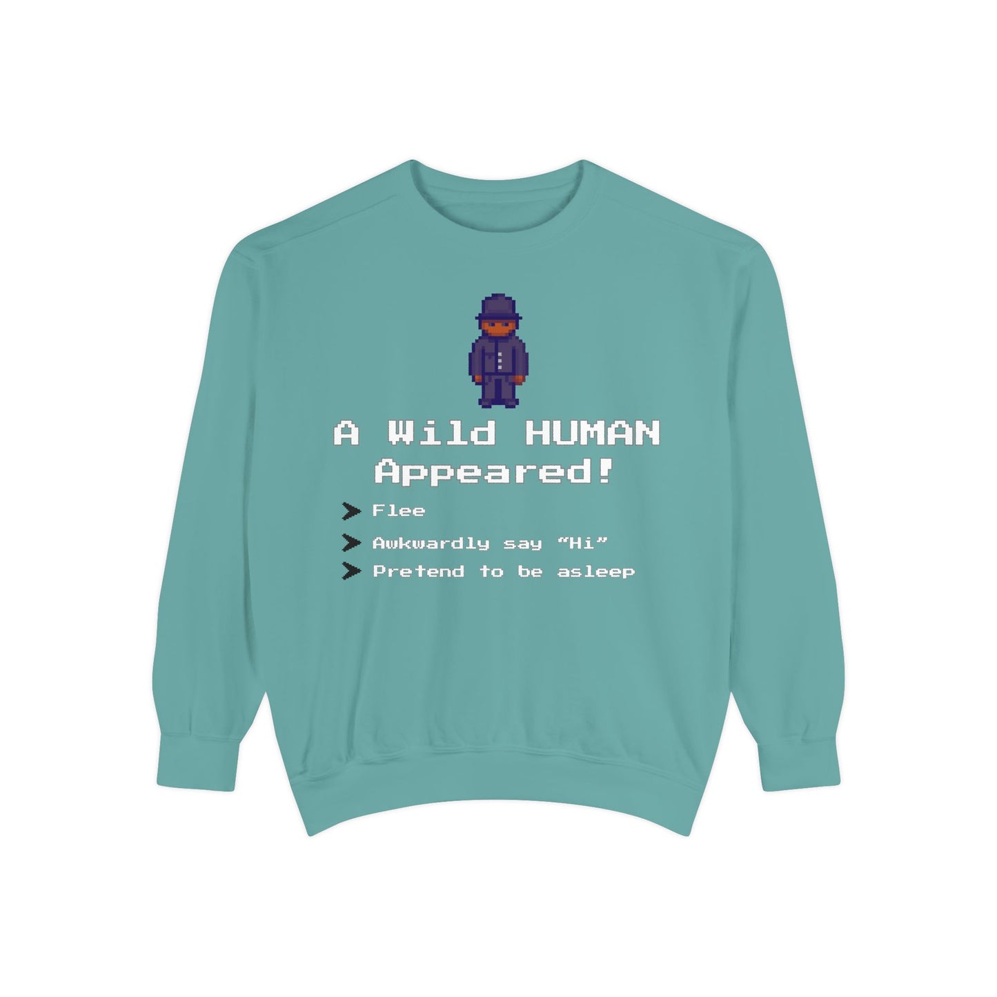 "A Wild Human Appeared!" Retro Social Anxiety Battle Screen Sweatshirt