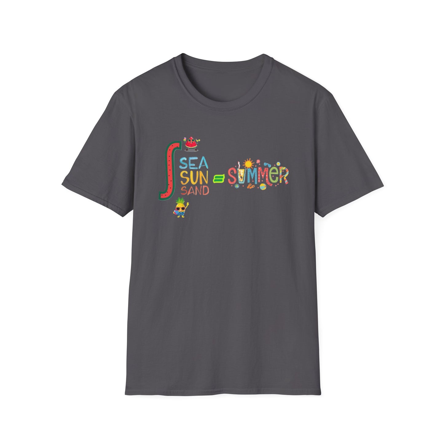 Sea Sun Sand = Summer Unisex Softstyle T-Shirt