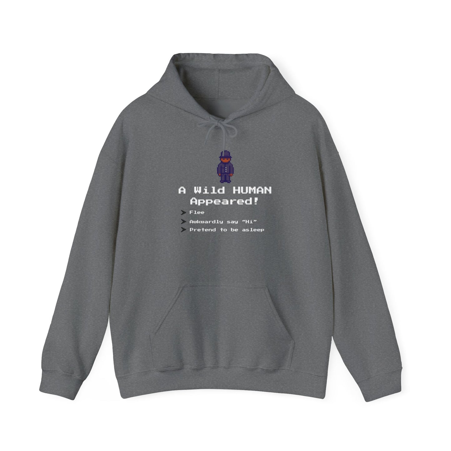 "A Wild Human Appeared!" Retro Social Anxiety Battle Screen Hoodie