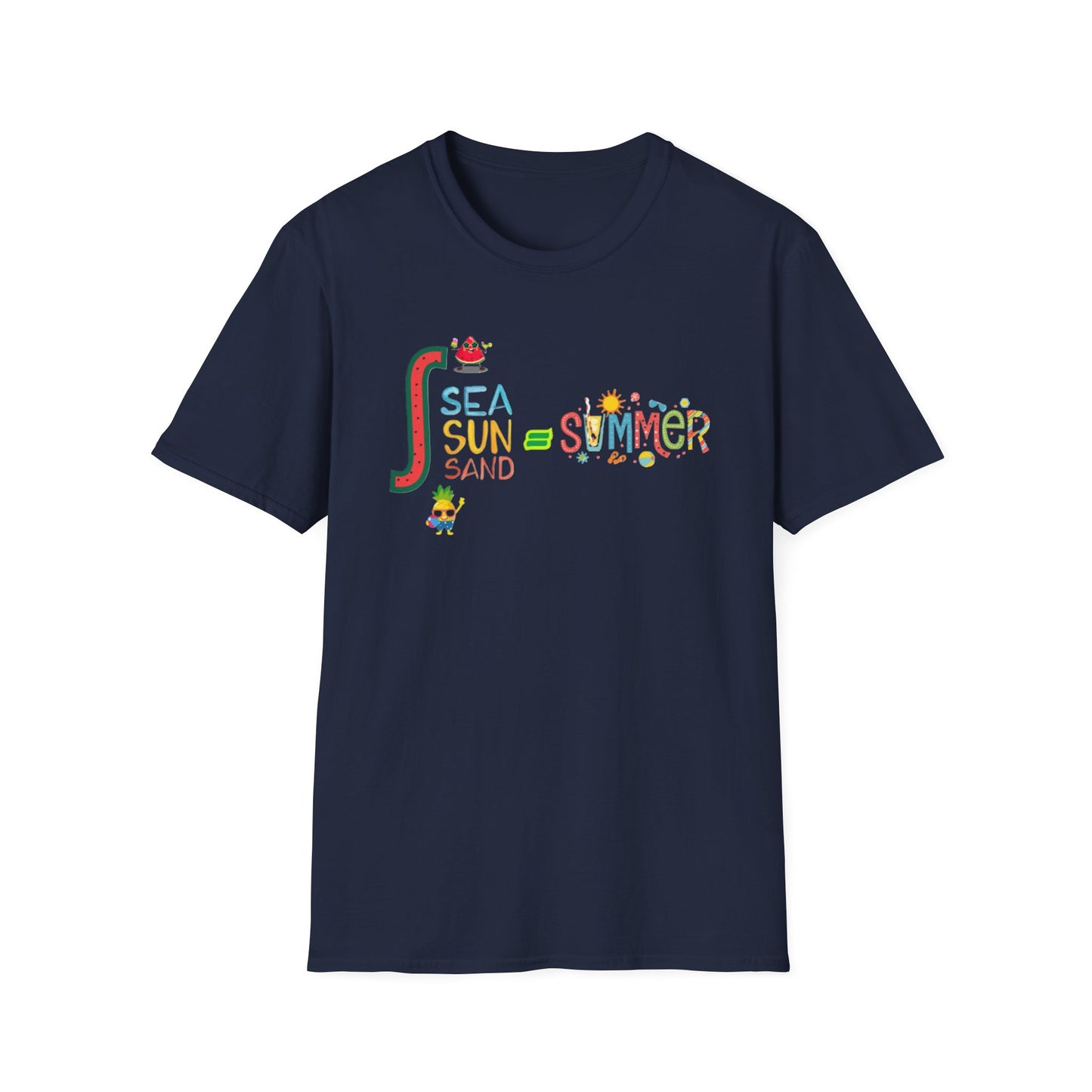 Sea Sun Sand = Summer Unisex Softstyle T-Shirt