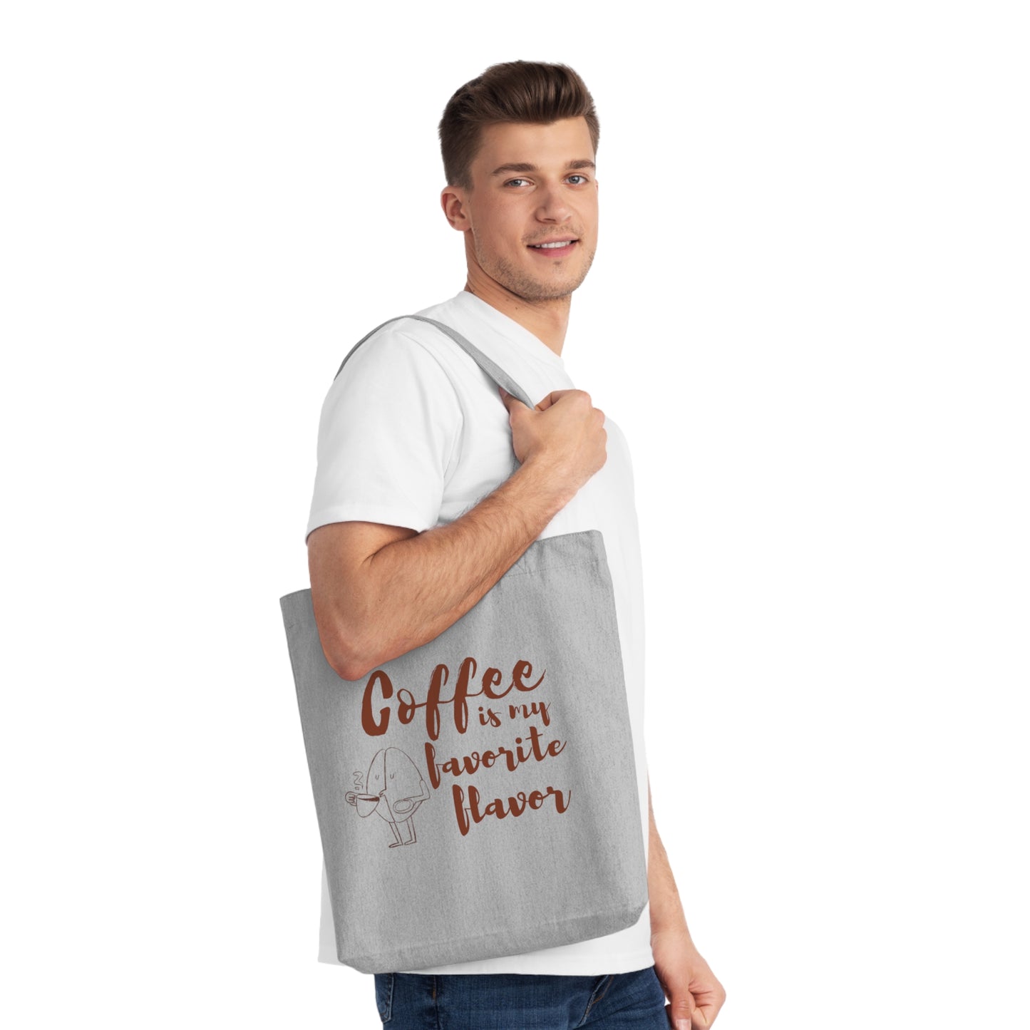 Coffee Lover's Woven Tote Bag, Eco-Friendly Shopping Bag