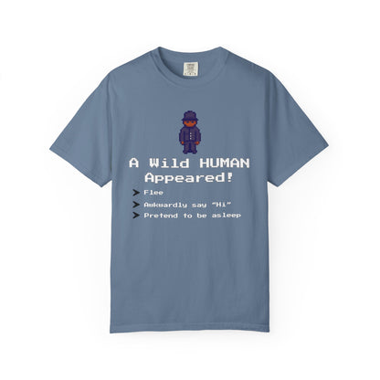 "A Wild Human Appeared!" Retro Social Anxiety Battle Screen Shirt