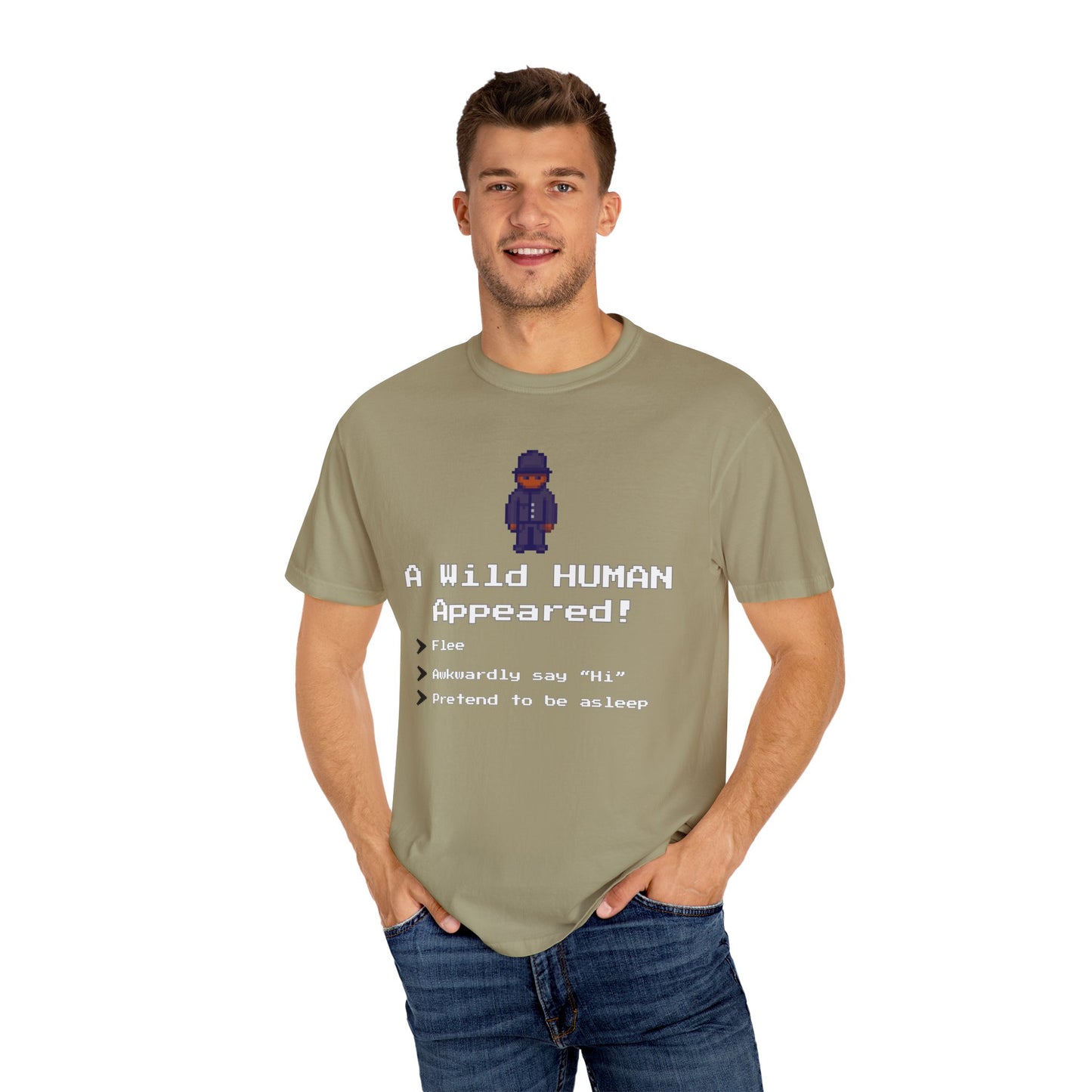 "A Wild Human Appeared!" Retro Social Anxiety Battle Screen Shirt