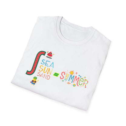 Sea Sun Sand = Summer Unisex Softstyle T-Shirt