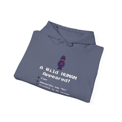 "A Wild Human Appeared!" Retro Social Anxiety Battle Screen Hoodie