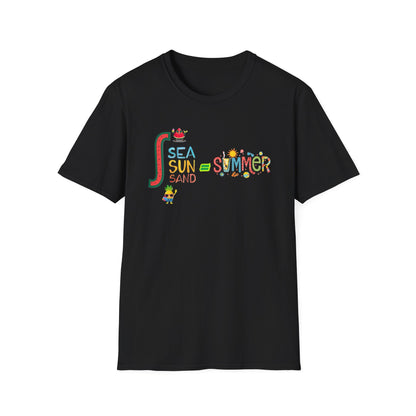 Sea Sun Sand = Summer Unisex Softstyle T-Shirt