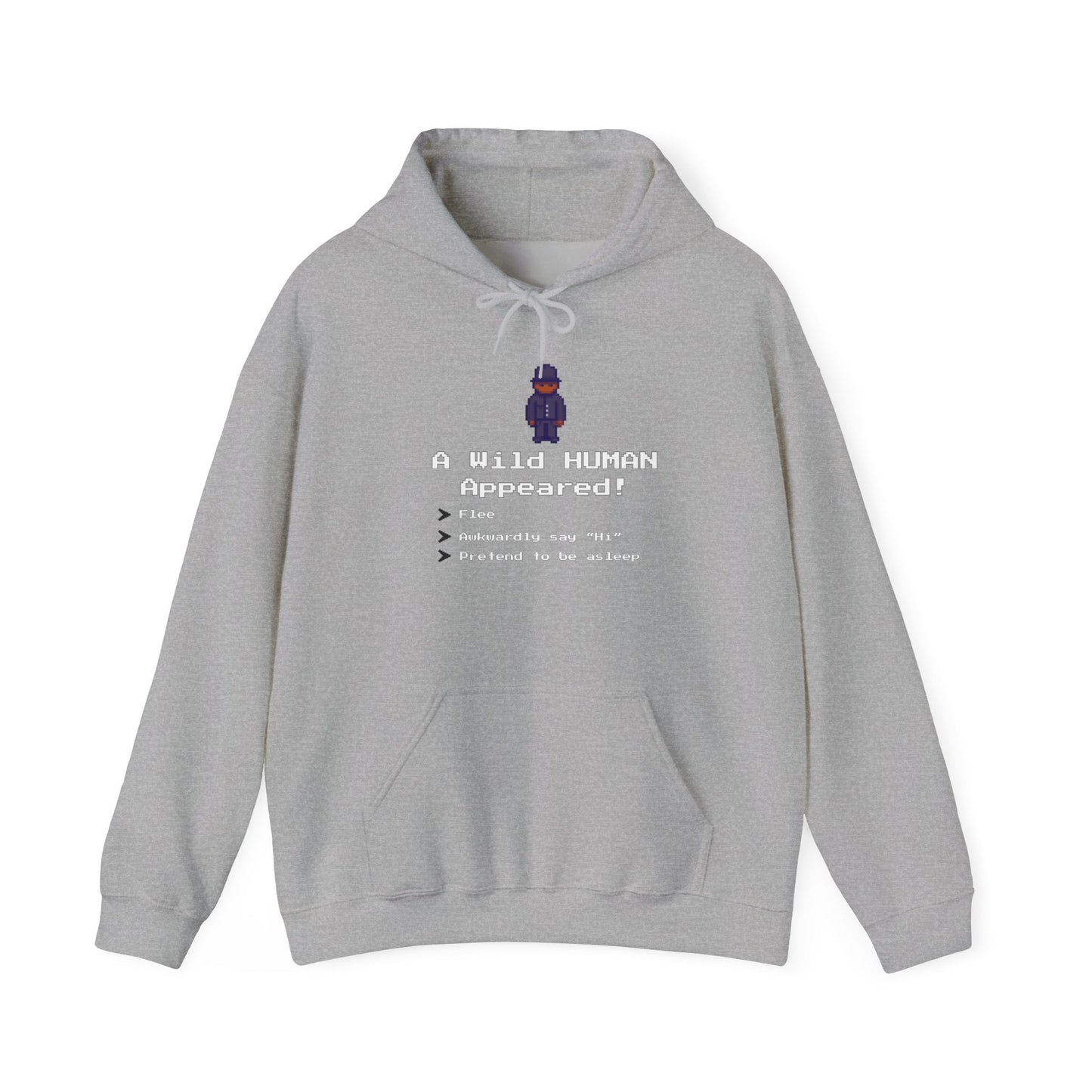 "A Wild Human Appeared!" Retro Social Anxiety Battle Screen Hoodie