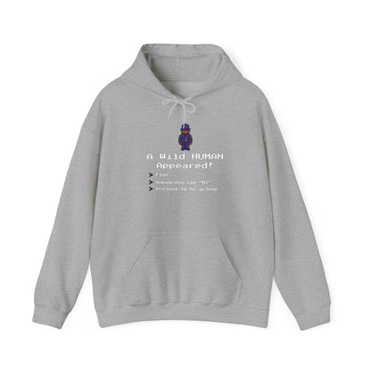 "A Wild Human Appeared!" Retro Social Anxiety Battle Screen Hoodie