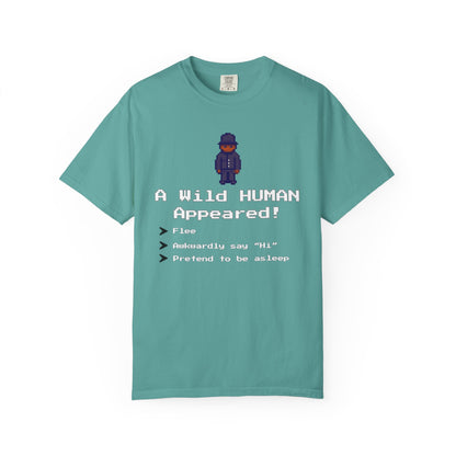 "A Wild Human Appeared!" Retro Social Anxiety Battle Screen Shirt