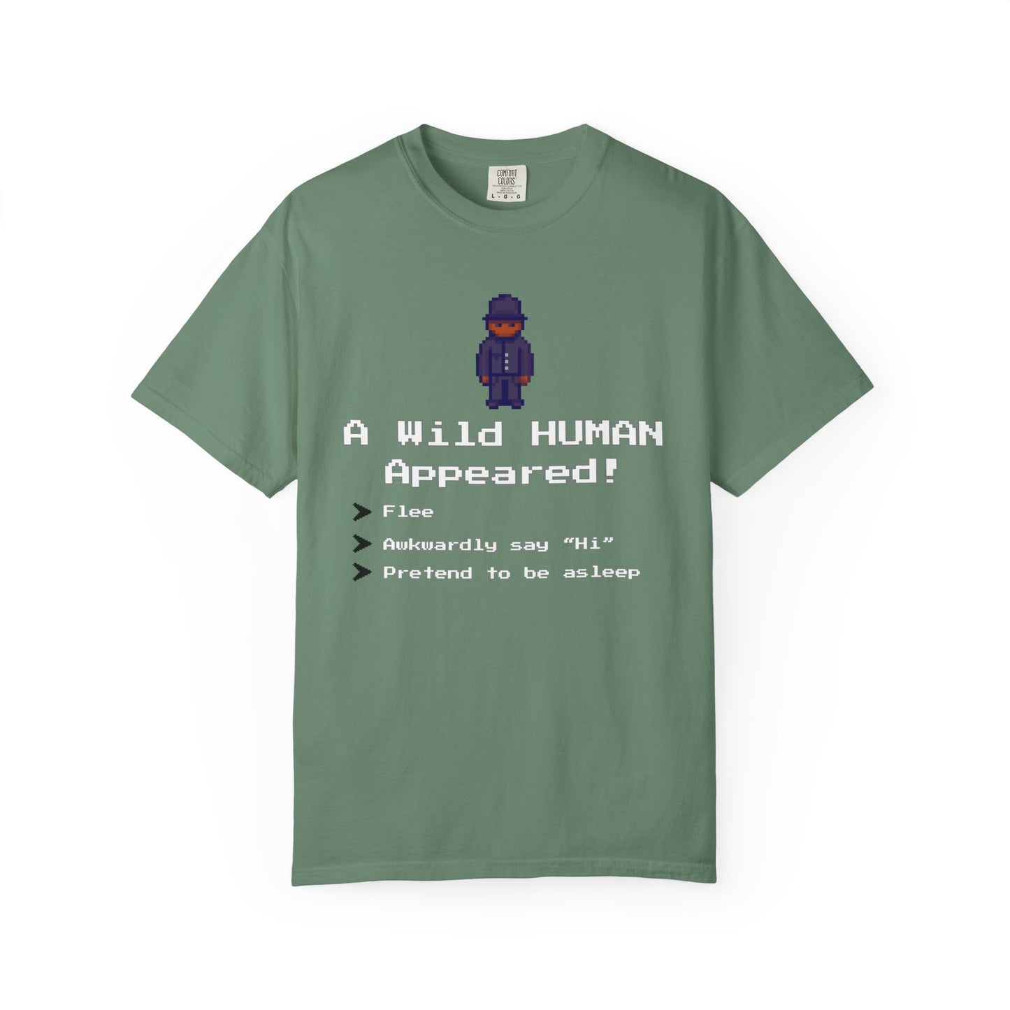 "A Wild Human Appeared!" Retro Social Anxiety Battle Screen Shirt