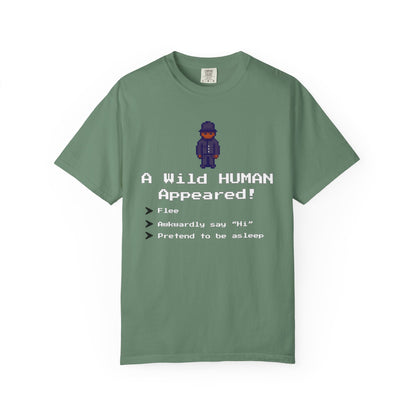"A Wild Human Appeared!" Retro Social Anxiety Battle Screen Shirt