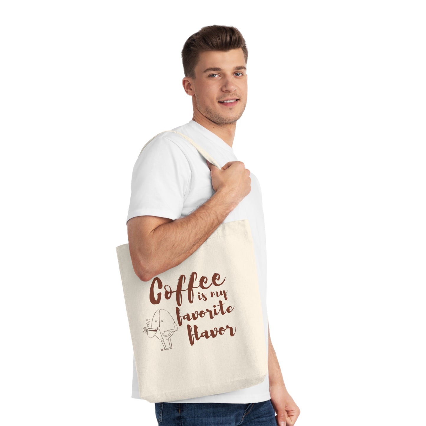 Coffee Lover's Woven Tote Bag, Eco-Friendly Shopping Bag