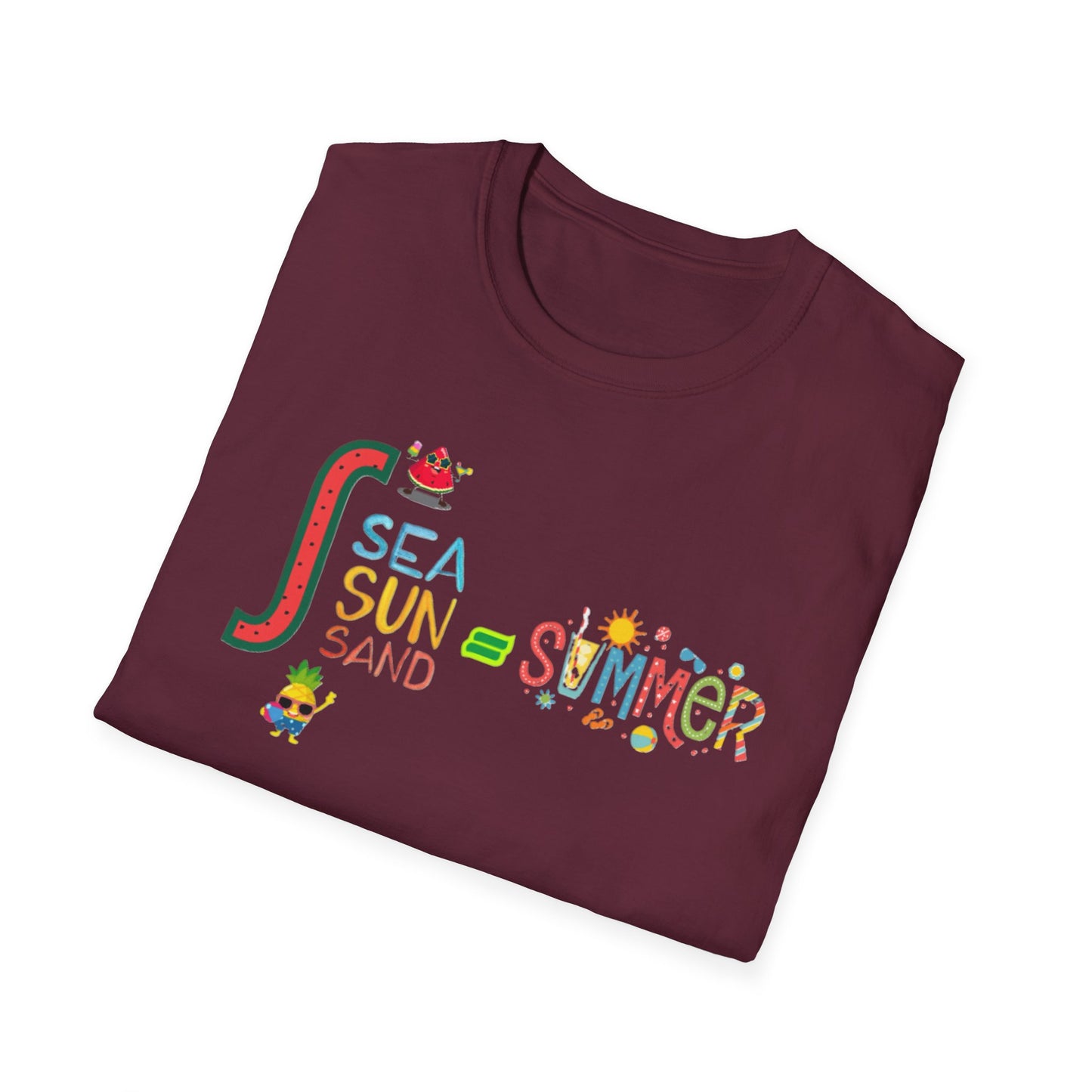 Sea Sun Sand = Summer Unisex Softstyle T-Shirt