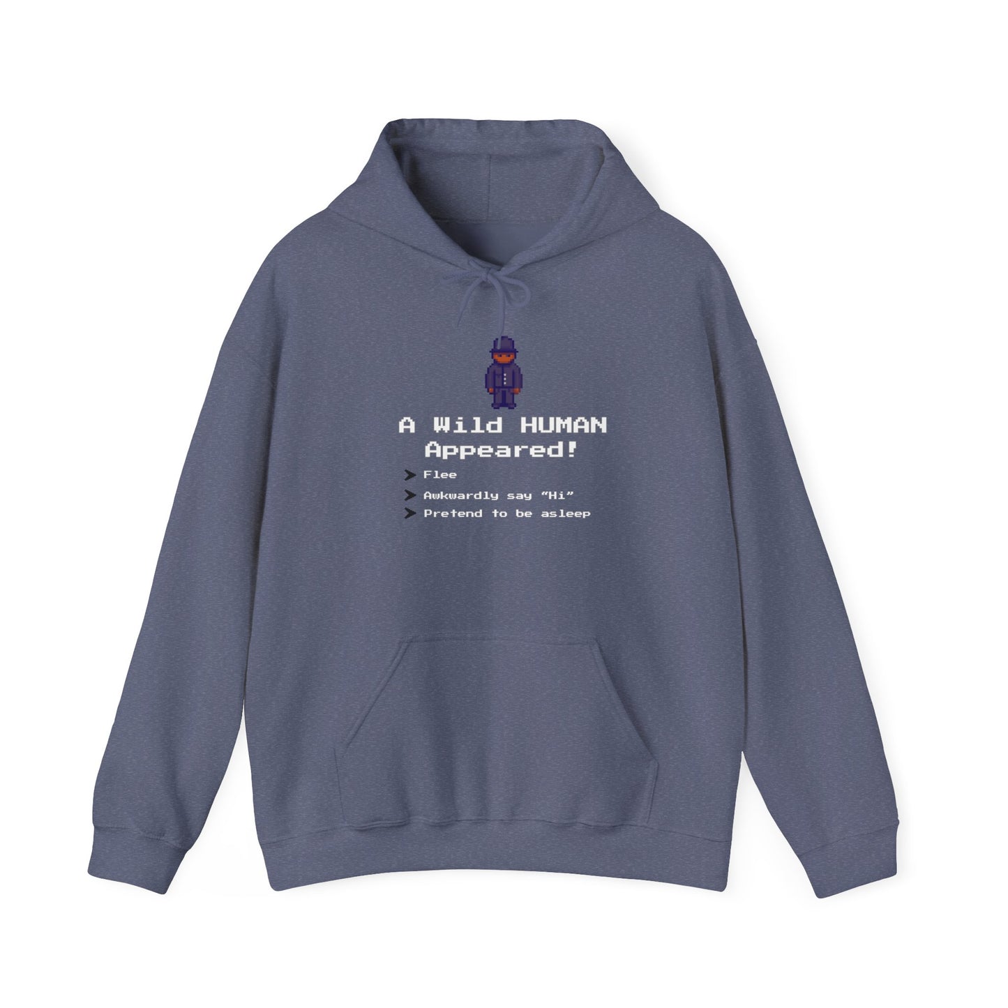 "A Wild Human Appeared!" Retro Social Anxiety Battle Screen Hoodie