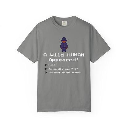 "A Wild Human Appeared!" Retro Social Anxiety Battle Screen Shirt