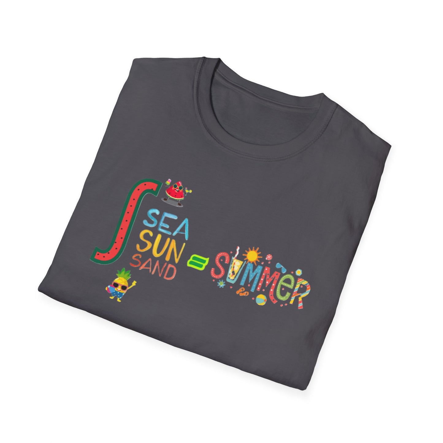 Sea Sun Sand = Summer Unisex Softstyle T-Shirt