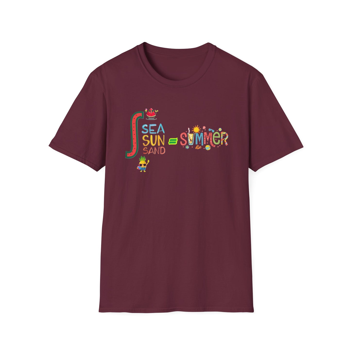 Sea Sun Sand = Summer Unisex Softstyle T-Shirt
