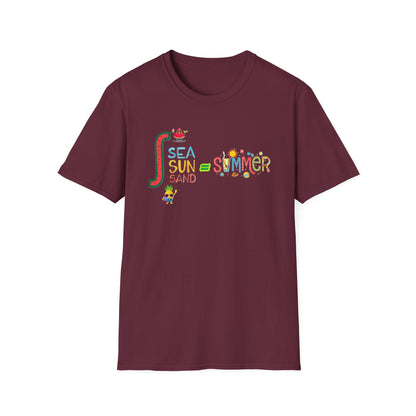 Sea Sun Sand = Summer Unisex Softstyle T-Shirt