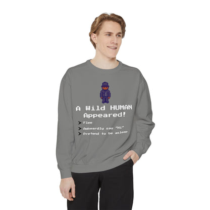"A Wild Human Appeared!" Retro Social Anxiety Battle Screen Sweatshirt
