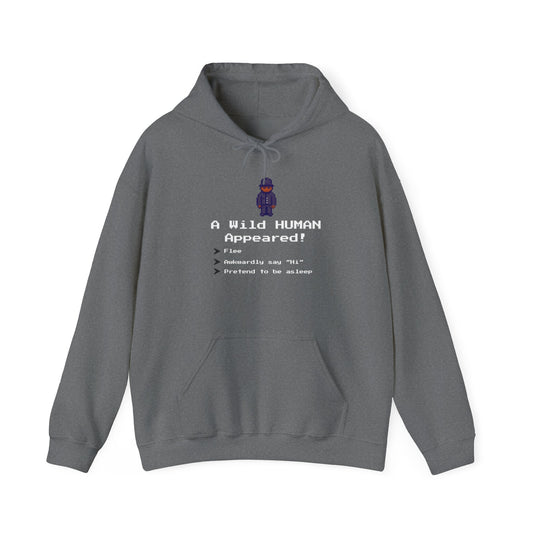 "A Wild Human Appeared!" Retro Social Anxiety Battle Screen Hoodie
