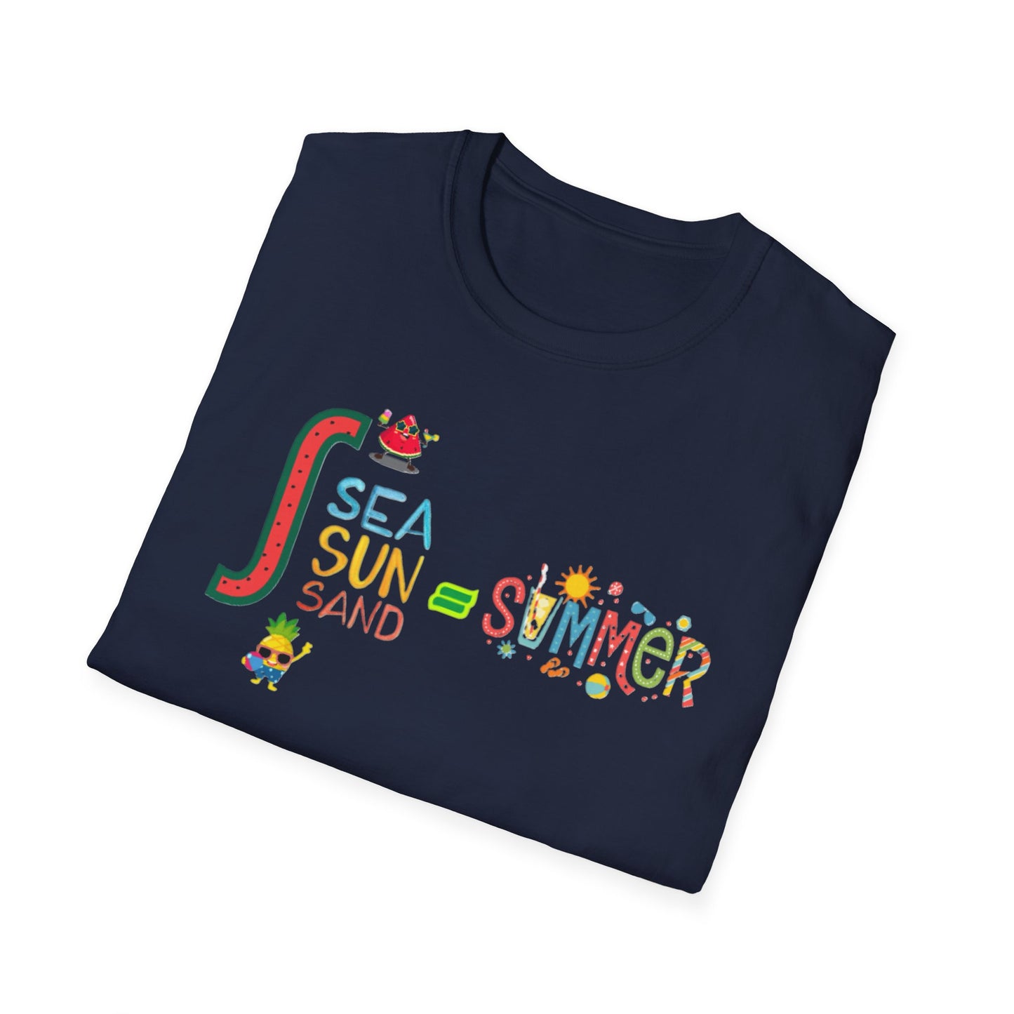 Sea Sun Sand = Summer Unisex Softstyle T-Shirt
