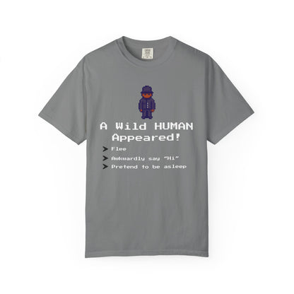 "A Wild Human Appeared!" Retro Social Anxiety Battle Screen Shirt