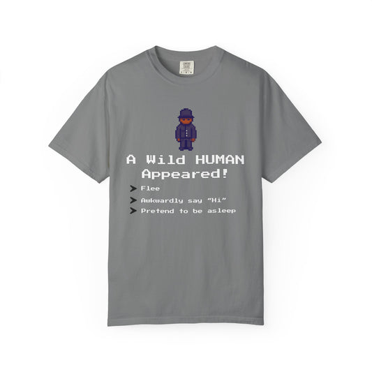 "A Wild Human Appeared!" Retro Social Anxiety Battle Screen Shirt