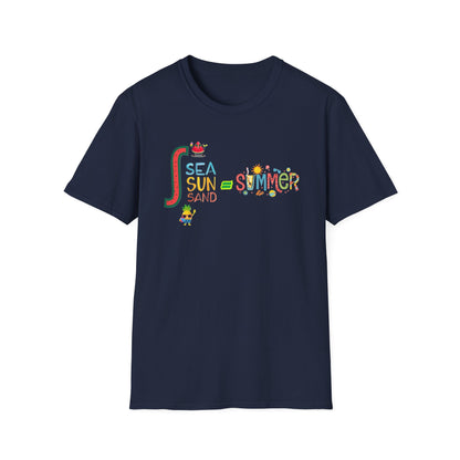 Sea Sun Sand = Summer Unisex Softstyle T-Shirt