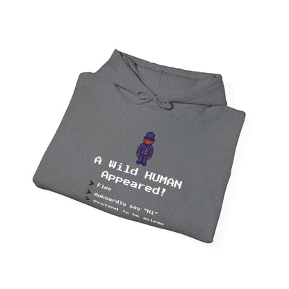 "A Wild Human Appeared!" Retro Social Anxiety Battle Screen Hoodie