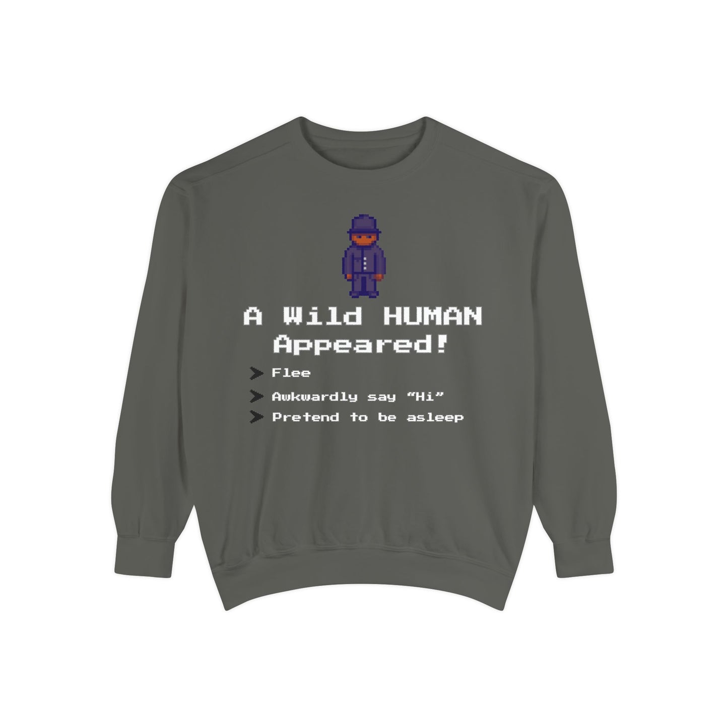 "A Wild Human Appeared!" Retro Social Anxiety Battle Screen Sweatshirt