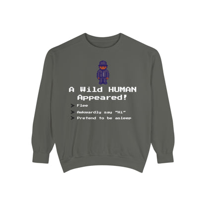 "A Wild Human Appeared!" Retro Social Anxiety Battle Screen Sweatshirt