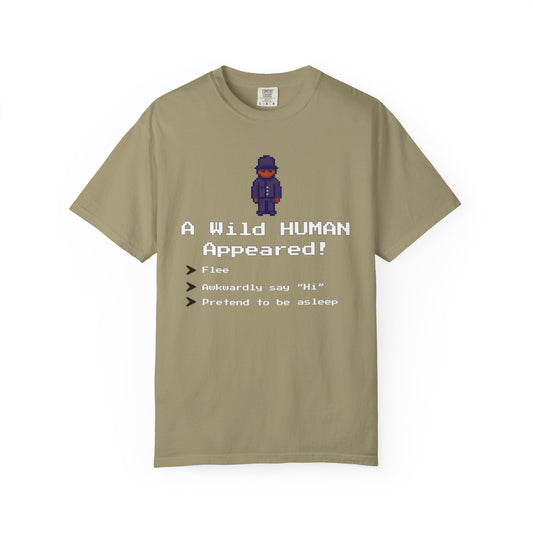 "A Wild Human Appeared!" Retro Social Anxiety Battle Screen Shirt