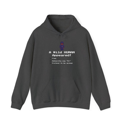"A Wild Human Appeared!" Retro Social Anxiety Battle Screen Hoodie